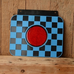 Schmutzfänger kariert, gross, blau-schwarz, mit Reflektor 