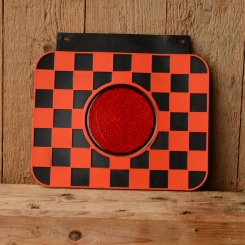 Schmutzfänger kariert, gross, rot-schwarz, mit Reflektor 