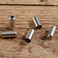 Abschlußhülse / Endkappe, D=5.5/5.0mm, Loch=2mm, Messing vernickelt 