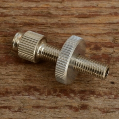 Stellschraube M7, L=42mm, Messing vernickelt, m. grosser Rändelmutter 