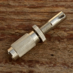 Stellschraube M6, L=50mm,  "MAGURA", Messing vernickelt, m. langer Rändelmutter, zum Stecken, Abb. ähnlich 