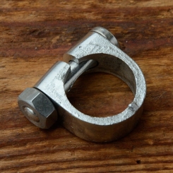 Schelle für 1 Zoll (25.4mm) Gabelschaft Aussenklemmung, verchromt, kräftige Ausf., M8, SW14, Höhe 15mm 