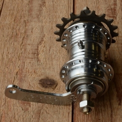 Nabe Hinterrad,"F&S TORPEDO", verchromt, 60/70er Jahre, Freilauf/Rücktritt, 36Loch, FG9.5mm, Einbaumaß 110mm 