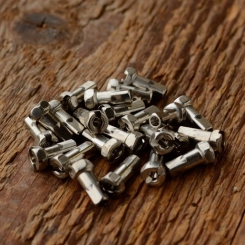 Speichennippel 2mm, D-Schaft=4.0mm, L=11mm Messing vernickelt, Sechskant Kopf 