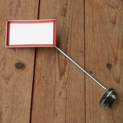 Plastikspiegel, eckig, orig. 70er Jahre, rot, typisch für Bonanza/Poloräder. Patina an der Stange!!! (auspolierbar) 