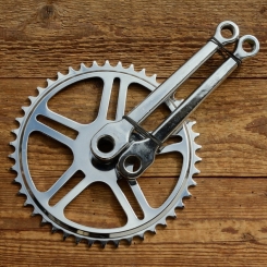 Kurbelgarnitur für Einschraub - Tretlager mit 16,0 mm Keilachse, verchromt, Standardkurbeln 170 mm, Kettenrad 46 Zähne 