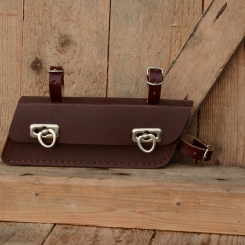 Werkzeugtasche, Lefa, rotbraun, Trapezform, Beschläge vernickelt, passend für viele Herrenradklassiker 