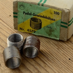 Pedal Gewindehülse,  "VERMA" 5/8 Zoll x 24G aussen, 9/16 Zoll innen, Reparatur-Gewindeeinsatz, Linksgewinde 
