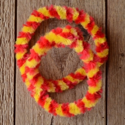 Nabenputzring, rot-gelb, flauschig, L=56 cm, für Moped und Fahrrad, Drahteinlage, ablängbar 