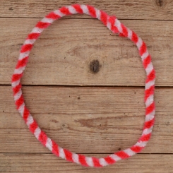 Nabenputzring, rot-weiß, flauschig, L=56 cm, für Moped und Fahrrad, Drahteinlage, ablängbar 