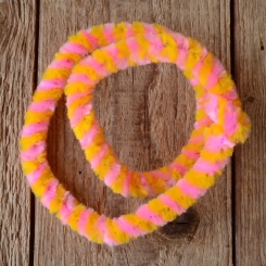 Nabenputzring, gelb-rosa, flauschig, L=56cm, für Moped und Fahrrad, Drahteinlage, ablängbar 