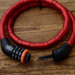 Gliederschloß, Zahlenschloß "UNIVERSAL", Farbe: rot / schwarz, Kettenlänge 100cm, Zahlencode frei wählbar 