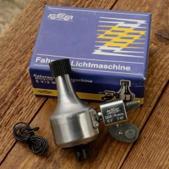 Dynamo "FER", 60/70er Jahre, Aluminium, Linksanbau, ohne Halterung, neu aus Altbestand 