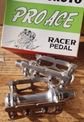 Pedale "KYOKUTO PROACE ", Aluminium m. Stahlkäfig, Rennpedalen für Bahnrenner, orig. 70er Jahre 