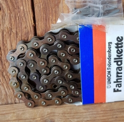 Fahrrad- Motorfahrradkette "UNION" ,  1/2 x 3/16 Zoll, 112 Glieder, incl. Schloss 