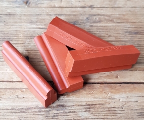 Bremsklötze für frühe Exporträder mit "horseshoe" Bremse , u.a. Typ Raleigh, Philipps, Rudge etc., Satz 4 Stück, salmon-rot,  ca. 46,5 mm 