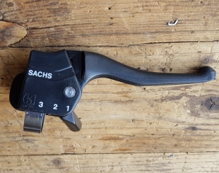 Schalthebel F&S 3-Gang mit Bremshebel, orig. SACHS, schwarz, orig. 80 er Jahre, NOS ! 