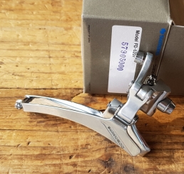 Umwerfer "SHIMAMO 600EX", 2-fach, Aluminium, für Anlötsockel, 80-90er Jahre,  NOS 