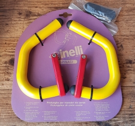 Lenker Hörnchen "bar ends" CINELLI Spinaci, Ergonomic & Aerodynamic, gelb-rot, NOS, 230 g. 