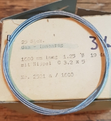 Schaltzug Innenzug für 3 Gang Nabenschaltung F&S, Nippel 3,2 x 5 mm, Stahlseil, D=1.25mm, L= 1600mm 