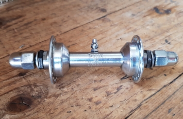 Nabe Vorderrad, mit Öler, orig. DUREX verchromt, 36Loch, Einbaumaß ca. 91 mm , Achse FG7.9mm, orig. 50er Jahre NOS 