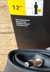 Fahrrad - Schlauch, 12 1/2 x 1.75-1.90 / 2 1/4  (47/62-203), Dunlopventil DV, 32 mm 