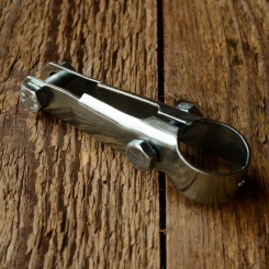 Lampenhalter, verzinkt f. Lenkerschaft, orig. 60-80er Jahre, L=90mm 