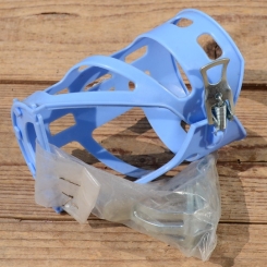 Halter für Trinkflasche, hell blau, Kunststoff, zur Rahmenmontage, incl. 2 Schellen, NOS 