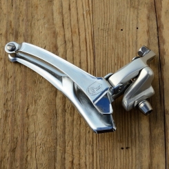 Umwerfer "CAMPAGNOLO", 2-fach, Aluminium, für Anlötsockel, 80er Jahre,  NOS 