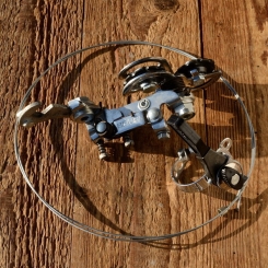 Schaltwerk Kettenschaltung "BELRI", verchromt, 60/70er Jahre,  5-6 fach, NOS, Achsmontage, incl. Schalthebel 