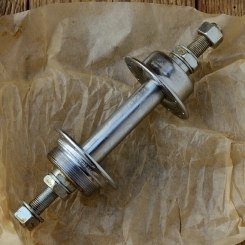 Nabe Hinterrad, "VELO", Stahl verchromt, 20 Loch !!!, Einbaumaß 108mm, Achse FG9,5mm, f. Schraubkranz 