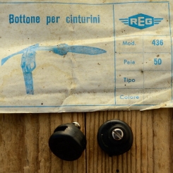 Stopper / Klemme / Knopf "REG", f. Pedalriemen , schwarz, Kunststoff, orig. alte Neuware 60-80er Jahre ! 