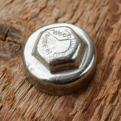 Pedalkappe, "WECO", verchromt, Innengewinde, D_innen=22.4mm D_aussen=24.6mm, orig. alte Neuware 