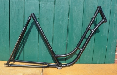 Fahrradrahmen "Dürkopp", 50er Jahre, Damenausführung, Linierung gold/weiß 