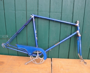 Fahrradrahmen "Rixe Luxus Sport" 26 Zoll, blau metallic mit Chrommuffen vorn 