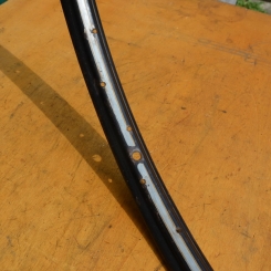 Felge 28 x 1,75 für Drahtbereifung, 36-loch, Breite 36 mm, Linierung silber/gold Patina 