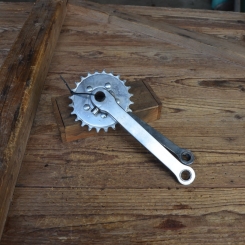 Kurbelgarnitur Keilausf., orig. 50er Jahre, verchromt, gebraucht, Zustand s. Bilder 