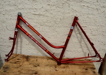 Fahrradrahmen Damenausführung "Heidemann Barando", rot metallic, 80er Jahre 