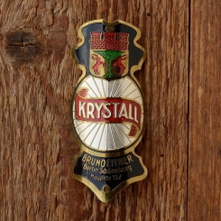 Steuerkopfschild  "KRYSTALL", 20/30er Jahre,  Originalschild aus Sammlungsauflösung ! 