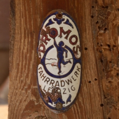 Steuerkopfschild DROMOS, Leipzig, Originalschild aus Sammlungsbestand 