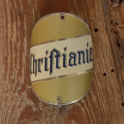 Steuerkopfschild CHRISTIANIA, Originalschild aus Sammlungsbestand 