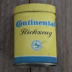 Flickzeug Blechdose "CONTINENTAL" orig. 30 er Jahre, 59 x 42 x 21 mm, ohne Inhalt 