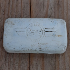 Flickzeug Kunststoffdose "SIMSON" orig. 50 er Jahre, 77 x 42 x 17 mm, ohne Inhalt 