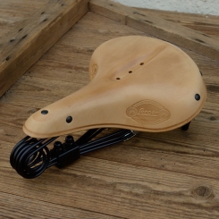 Sattel Touren Lepper "D-90", naturfarbene Kernlederdecke mit schwarzem Untergestell, Decke B=225mm L=275mm 