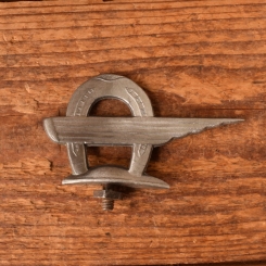 Schutzblechfigur HUFEISEN - passend für jedes Rad, Alu Druckguss, orig. Altbestand 50er Jahre, Zustand siehe Bild 