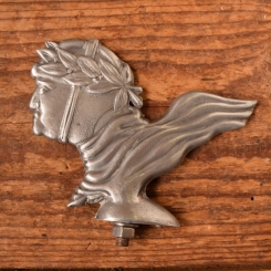 Schutzblechfigur MEISTER WERKE BIELEFELD, Alu Druckguss, neu aus Altbestand 50er Jahre, Zustand siehe Bild 