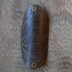 Steuerkopfschild Lindcar, 20er Jahre, Originalschild aus Sammlungsbestand 