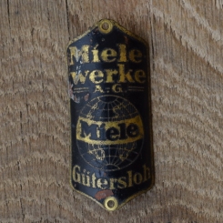 Steuerkopfschild Miele, 50er Jahre, Originalschild aus Sammlungsbestand 