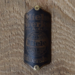 Steuerkopfschild Miele, 50er Jahre, Originalschild aus Sammlungsbestand 