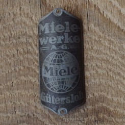 Steuerkopfschild Miele, 40-50er Jahre, Originalschild aus Sammlungsbestand 